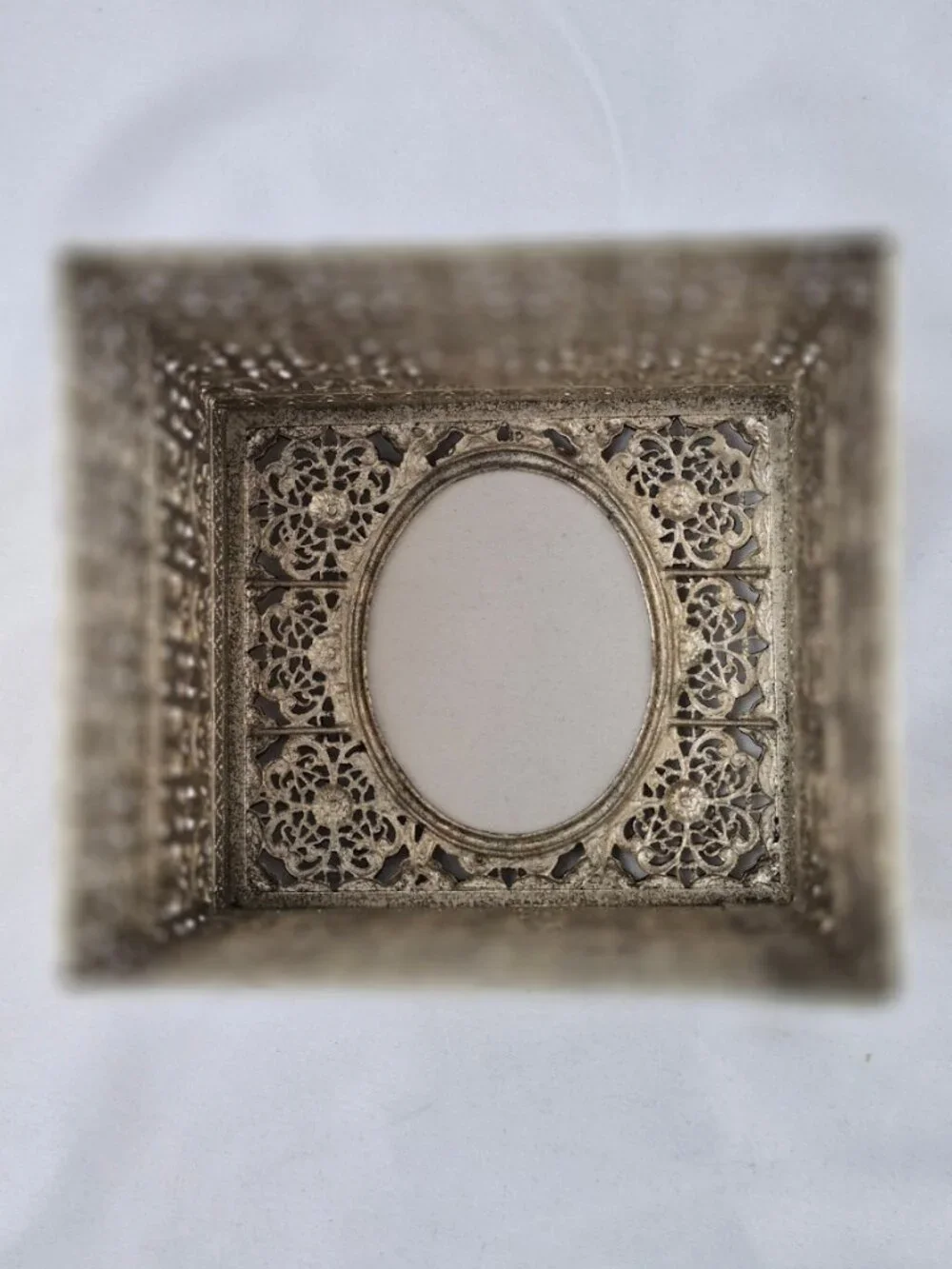Vintage Hollywood Regency Filigree Vanity Ornate Square Tissue Box Cover